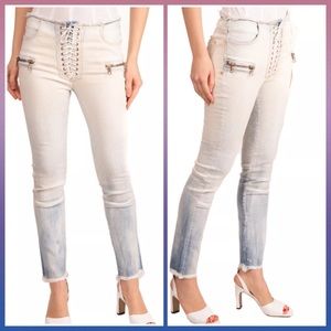 BEN TAVERNITI Lace-Up Stretch Unravel Jeans 26